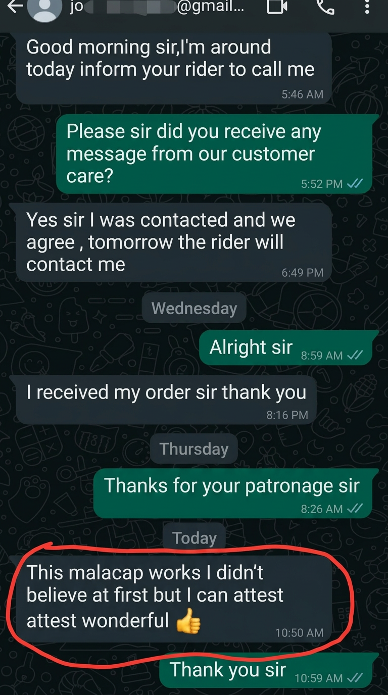 Malacap customer testimonial